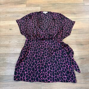 Michael Kors Womens Plus Size Girarffe Flutter Faux Wrap Dres 1X